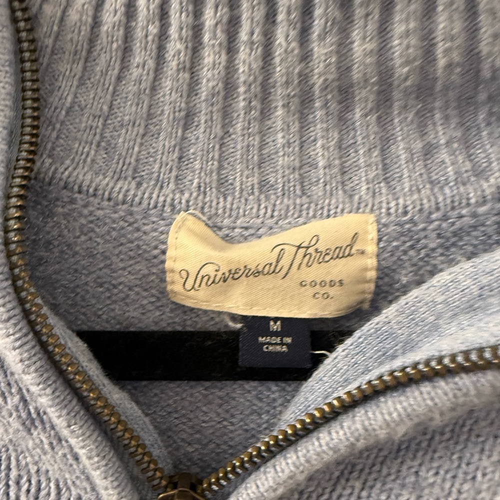 Universal Thread Light Blue Ribbed Half-Zip Sweater - Picture 2 of 3